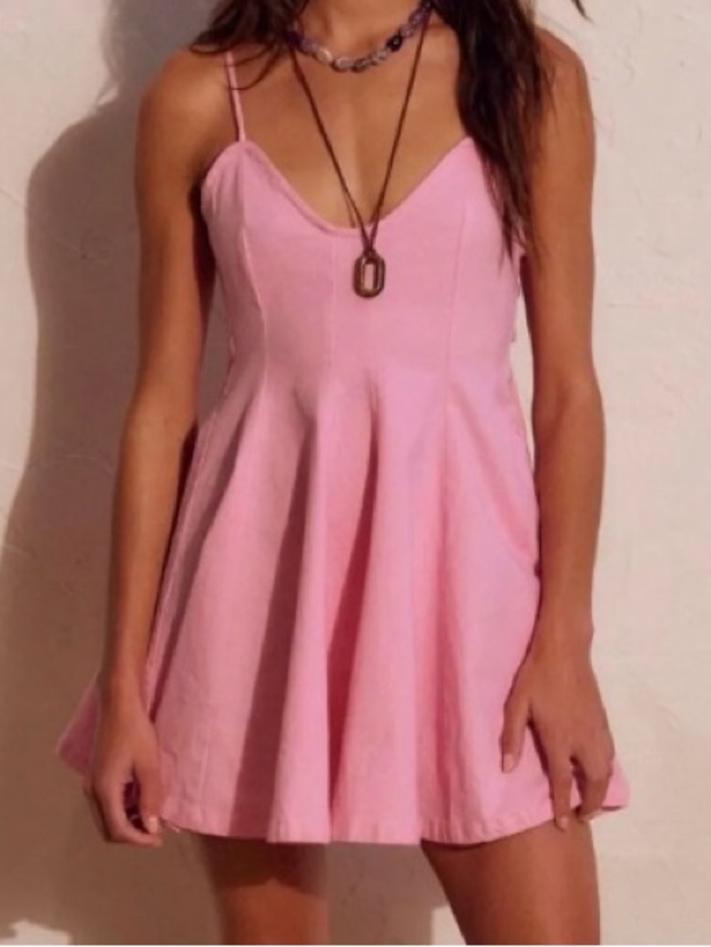 Free People Tan Lines Stretch Linen Mini Dress NWT